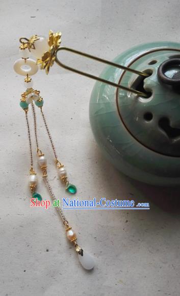 Traditional Chinese Classical Pearls Tassel Step Shake Hairpins Ancient Princess Hanfu Hair Accessories for Women