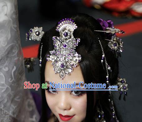 Traditional Chinese Classical Hair Crown Tassel Hairpins Ancient Princess Hanfu Hair Accessories for Women