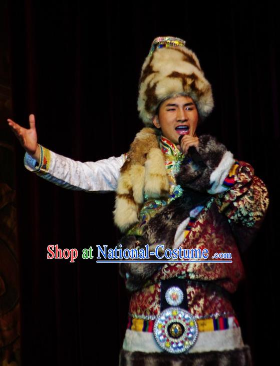 Chinese Tamrac Heaven Zang Nationality Male Clothing Stage Performance Dance Costume for Men