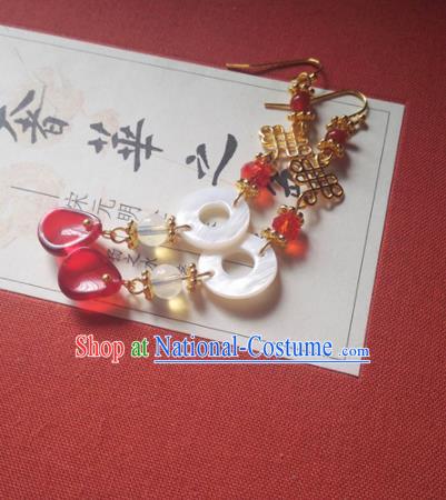 Traditional Chinese Hanfu Palace Shell Ring Earrings Classical Ear Accessories for Women