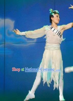 Chinese Tamrac Heaven Zang Nationality Male White Clothing Stage Performance Dance Costume for Men