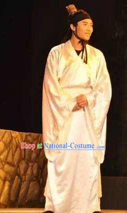 Chinese Drama Yuan Qu Scholar White Clothing Stage Performance Dance Costume for Men