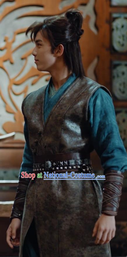 Chinese Drama Fights Break Sphere Ancient Young Knight Swordsman Leather Hanfu Costumes for Men