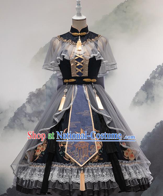 Top Grade Cosplay Princess Black Dress Halloween Fancy Ball Costumes for Women