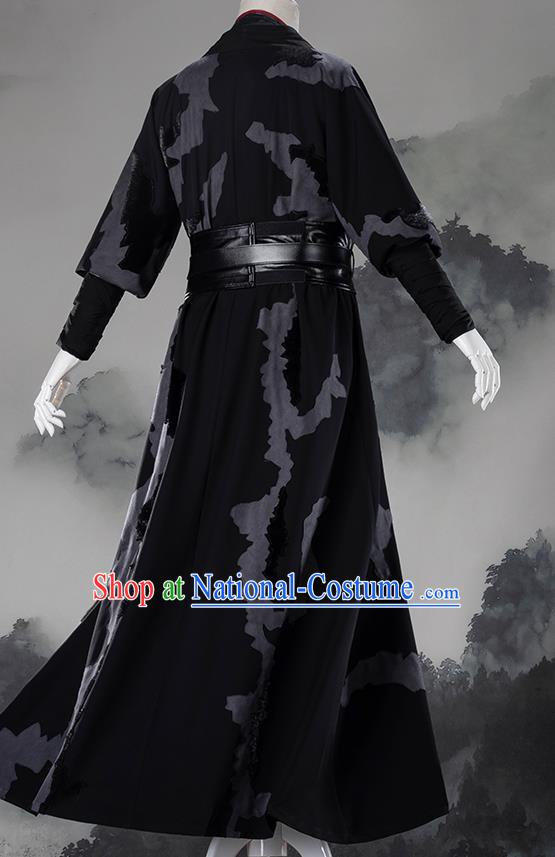 Traditional Chinese Cosplay Nobility Childe Black Clothing Ancient Swordsman Costume for Men