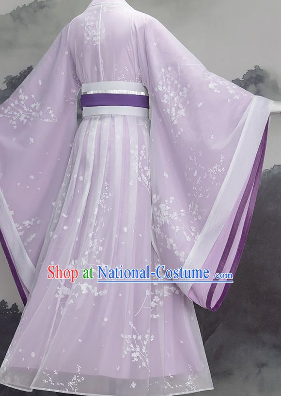 Traditional Chinese Cosplay Swordswoman Lilac Dress Ancient Princess Heroine Costume for Women