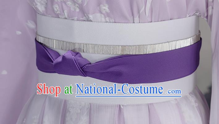 Traditional Chinese Cosplay Swordswoman Lilac Dress Ancient Princess Heroine Costume for Women