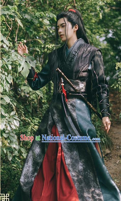 Traditional Chinese Cosplay The Untamed Knight Black Clothing Ancient Swordsman Costume for Men