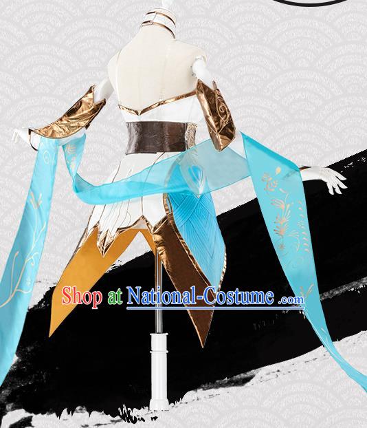 Traditional Chinese Cosplay Swordswoman White Short Dress Ancient Heroine Costume for Women