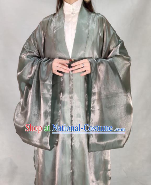 Chinese Ming Dynasty Princess Grey Silk Cloak Ancient Court Lady Costume for Women