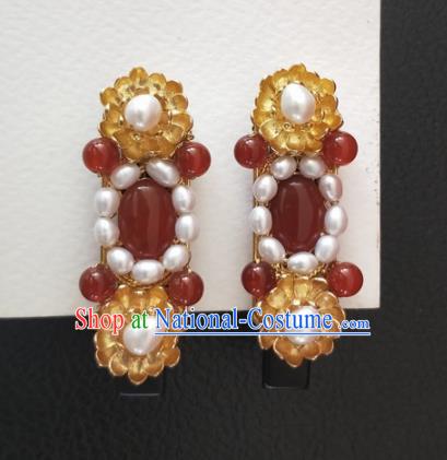 Traditional Chinese Hanfu Palace Agate Hair Claw Hairpins Ancient Princess Hair Accessories for Women