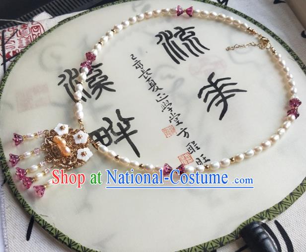 Traditional Chinese Ancient Princess Pearls Necklace Ming Dynasty Court Necklet Accessories for Women