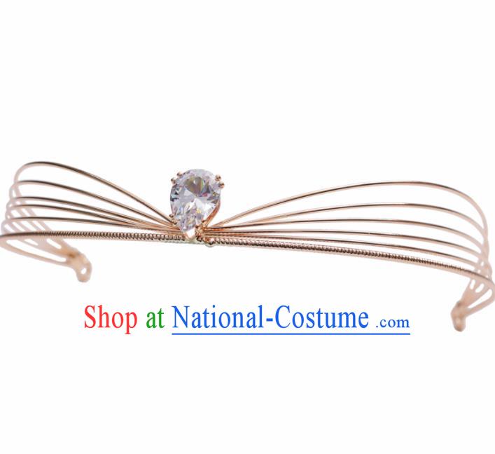 Top Grade Bride Golden Hair Clasp Royal Crown Handmade Wedding Hair Accessories for Women