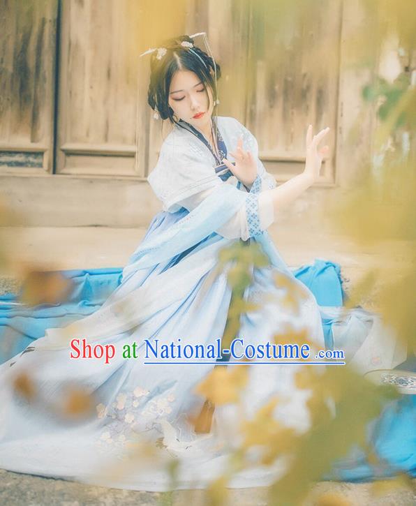 Traditional Chinese Cosplay Princess Blue Dress Ancient Court Lady Costume for Women