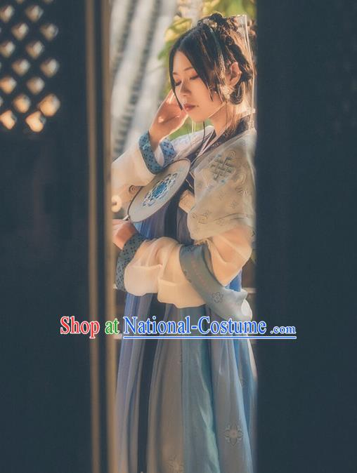 Traditional Chinese Cosplay Princess Blue Dress Ancient Court Lady Costume for Women