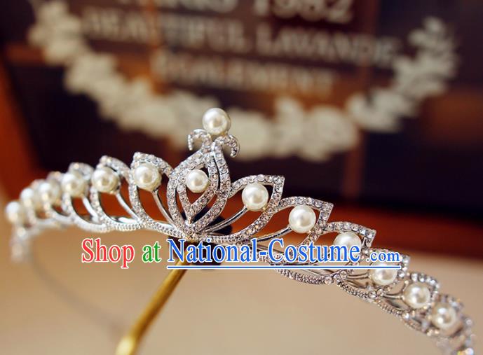 Top Grade Bride Zircon Beads Royal Crown Handmade Wedding Hair Accessories for Women