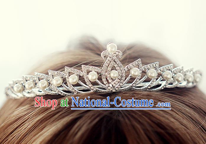 Top Grade Bride Zircon Beads Royal Crown Handmade Wedding Hair Accessories for Women