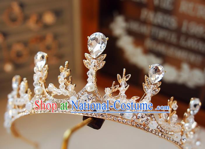 Top Grade Bride Zircon Crystal Royal Crown Handmade Wedding Hair Accessories for Women