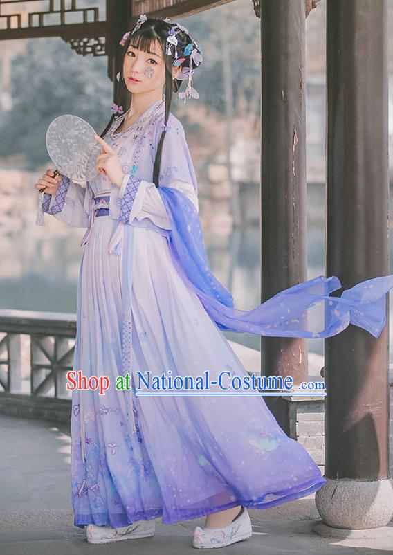 Traditional Chinese Cosplay Princess Lilac Dress Ancient Court Lady Costume for Women