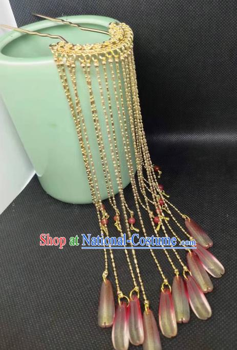 Traditional Chinese Hanfu Palace Tassel Golden Hairpins Ancient Princess Hair Accessories for Women