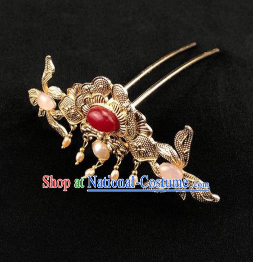 Traditional Chinese Hanfu Palace Golden Hairpins Ancient Princess Hair Accessories for Women