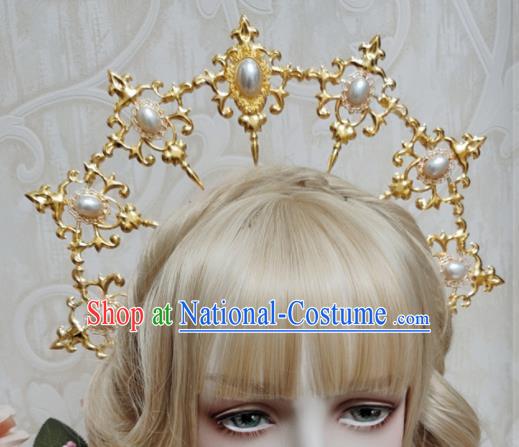 Top Grade Baroque Princess Golden Royal Crown Handmade Hair Accessories for Women