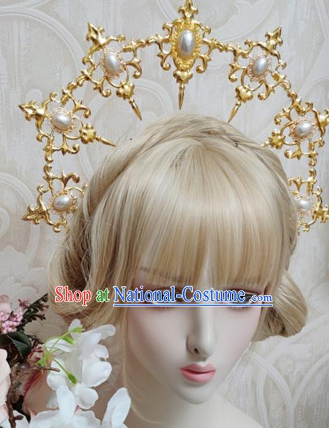 Top Grade Baroque Princess Golden Royal Crown Handmade Hair Accessories for Women