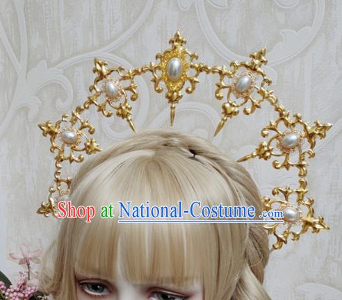 Top Grade Baroque Princess Golden Royal Crown Handmade Hair Accessories for Women