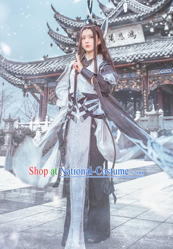 Traditional Chinese Cosplay Swordswoman Dress Ancient Taoist Nun Costume for Women