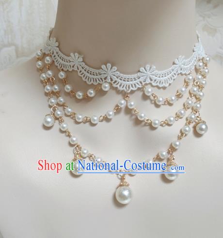 Top Grade Gothic White Lace Necklace Handmade Necklet Accessories for Women