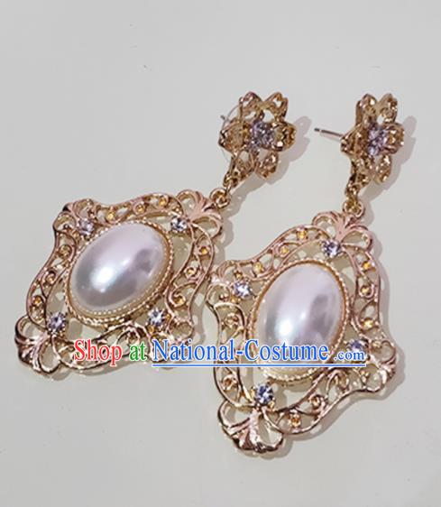 Top Grade Bride Golden Earrings Handmade Wedding Ear Accessories for Women