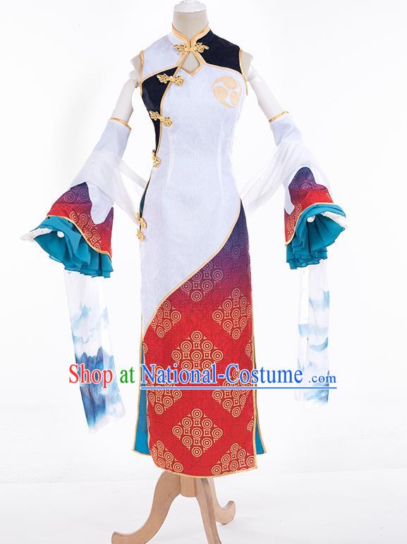 Traditional Chinese Cosplay Swordswoman Qipao Dress Ancient Heroine Costume for Women