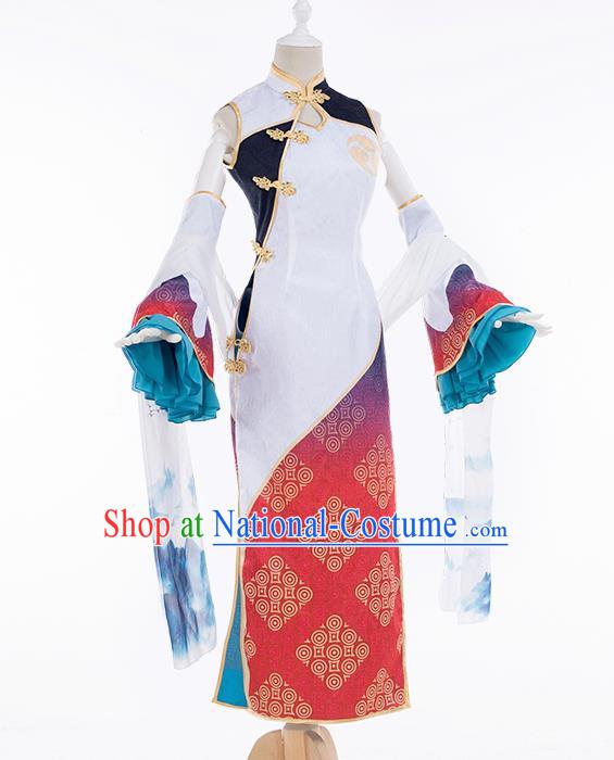 Traditional Chinese Cosplay Swordswoman Qipao Dress Ancient Heroine Costume for Women