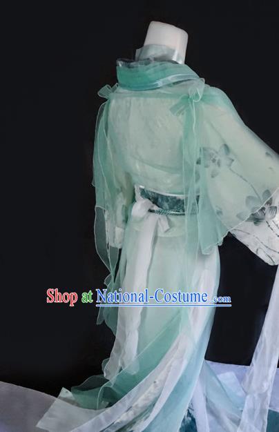 Traditional Chinese Cosplay Swordswoman Light Green Dress Ancient Royal Princess Costume for Women