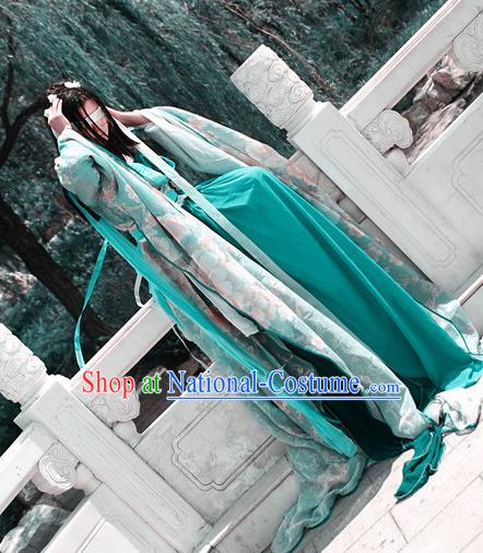 Traditional Chinese Cosplay Swordswoman Green Dress Ancient Royal Princess Costume for Women