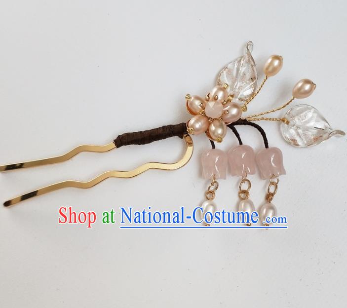 Traditional Chinese Hanfu Convallaria Majalis Tassel Hairpins Ancient Princess Hair Accessories for Women