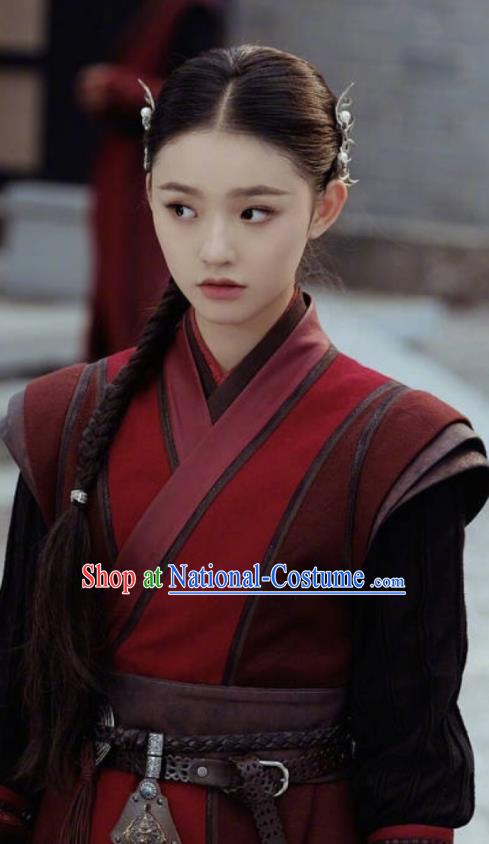 Chinese Drama Fights Break Sphere Ancient Female Swordsman Xiao Xuner Red Hanfu Dress for Women