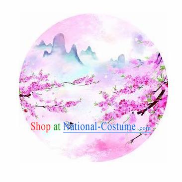 Chinese Handmade Printing Peach Flowers Pink Oil Paper Umbrella Traditional Umbrellas