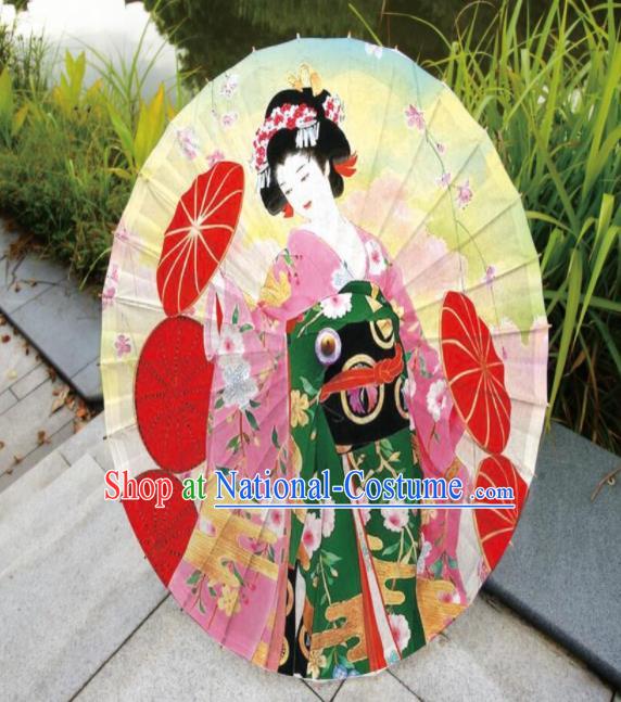 Japanese Handmade Printing Kimono Beauty Oil Paper Umbrella Traditional Umbrellas