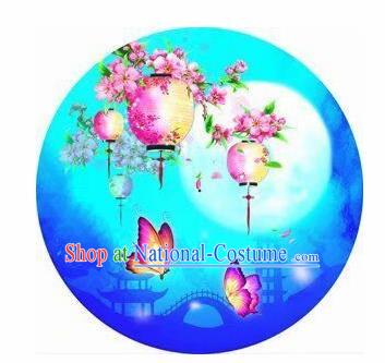 Chinese Handmade Printing Butterfly Lantern Blue Oil Paper Umbrella Traditional Umbrellas