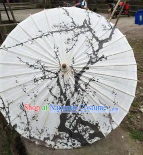 Chinese Handmade Ink Painting Plum Blossom Oil Paper Umbrella Traditional Umbrellas