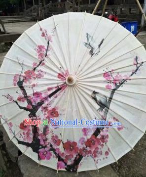 Chinese Handmade Printing Red Plum Blossom Oil Paper Umbrella Traditional Umbrellas