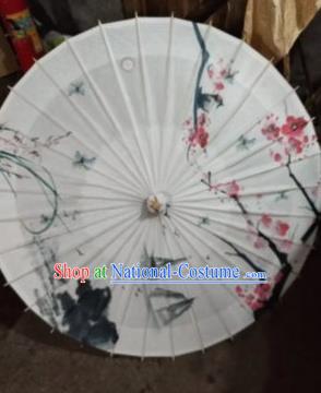 Chinese Handmade Ink Painting Orchid Plum Oil Paper Umbrella Traditional Umbrellas