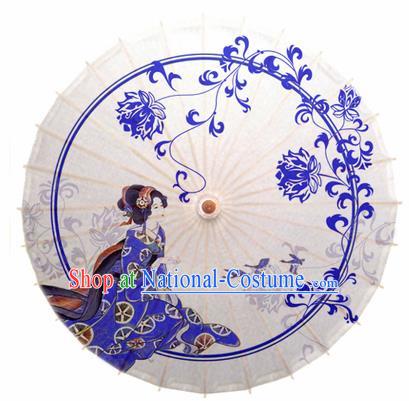 Japanese Handmade Printing Beauty White Oil Paper Umbrella Traditional Dance Umbrellas