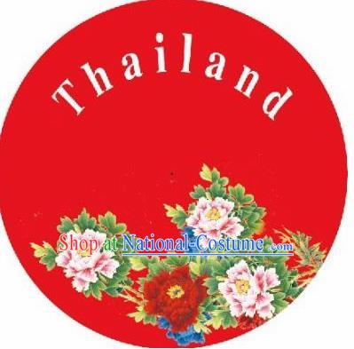 Thailand Handmade Printing Peony Red Oil Paper Umbrella Traditional Umbrellas