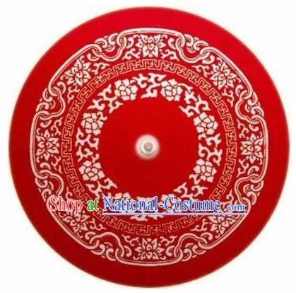 Chinese Handmade Flowers Pattern Red Oil Paper Umbrella Traditional Decoration Umbrellas