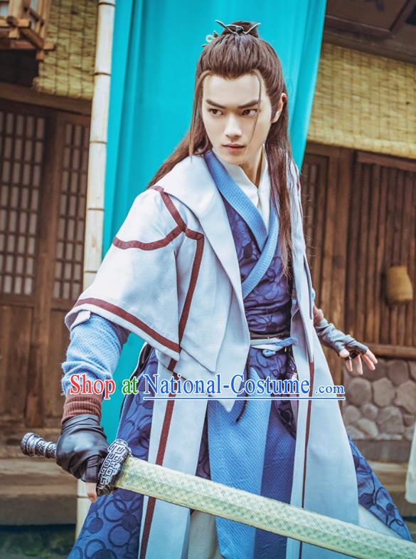 Ancient Chinese Jianghu Swordsman Wang Lu Hanfu Clothing Drama Chivalrous Costumes for Men