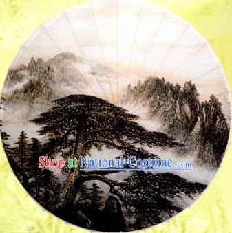 Chinese Handmade Ink Painting Pine Oil Paper Umbrella Traditional Decoration Umbrellas