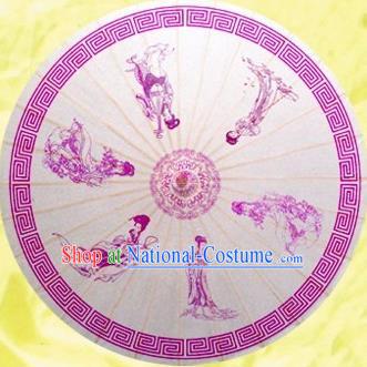 Chinese Handmade Printing Ancient Beauty Oil Paper Umbrella Traditional Decoration Umbrellas