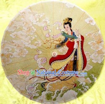 Chinese Handmade Printing Ancient Goddess of Moon Oil Paper Umbrella Traditional Decoration Umbrellas